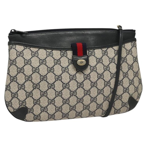 GUCCI GG Supreme Shoulder Bag PVC Navy Gold 39 02 026 Auth ep8170 - Picture 1 of 16